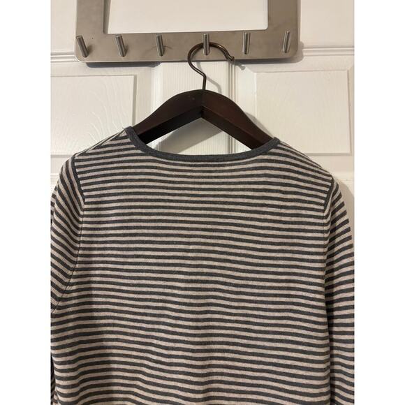 Eileen Fisher Italian yarn striped gray sweater sz petite large - Picture 6 of 8